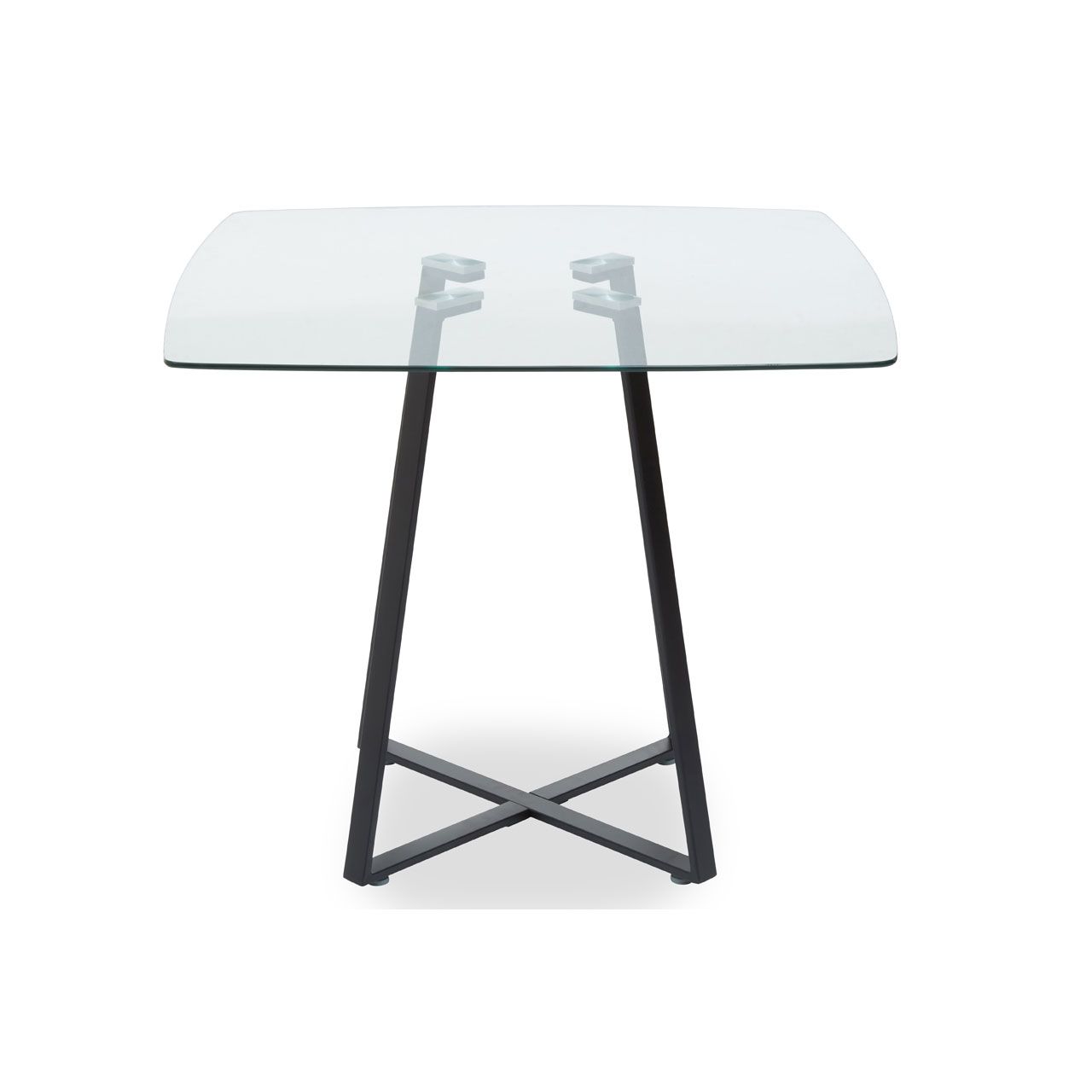 Metropolitan Square Clear Glass Top Dining Table With Black Iron Legs