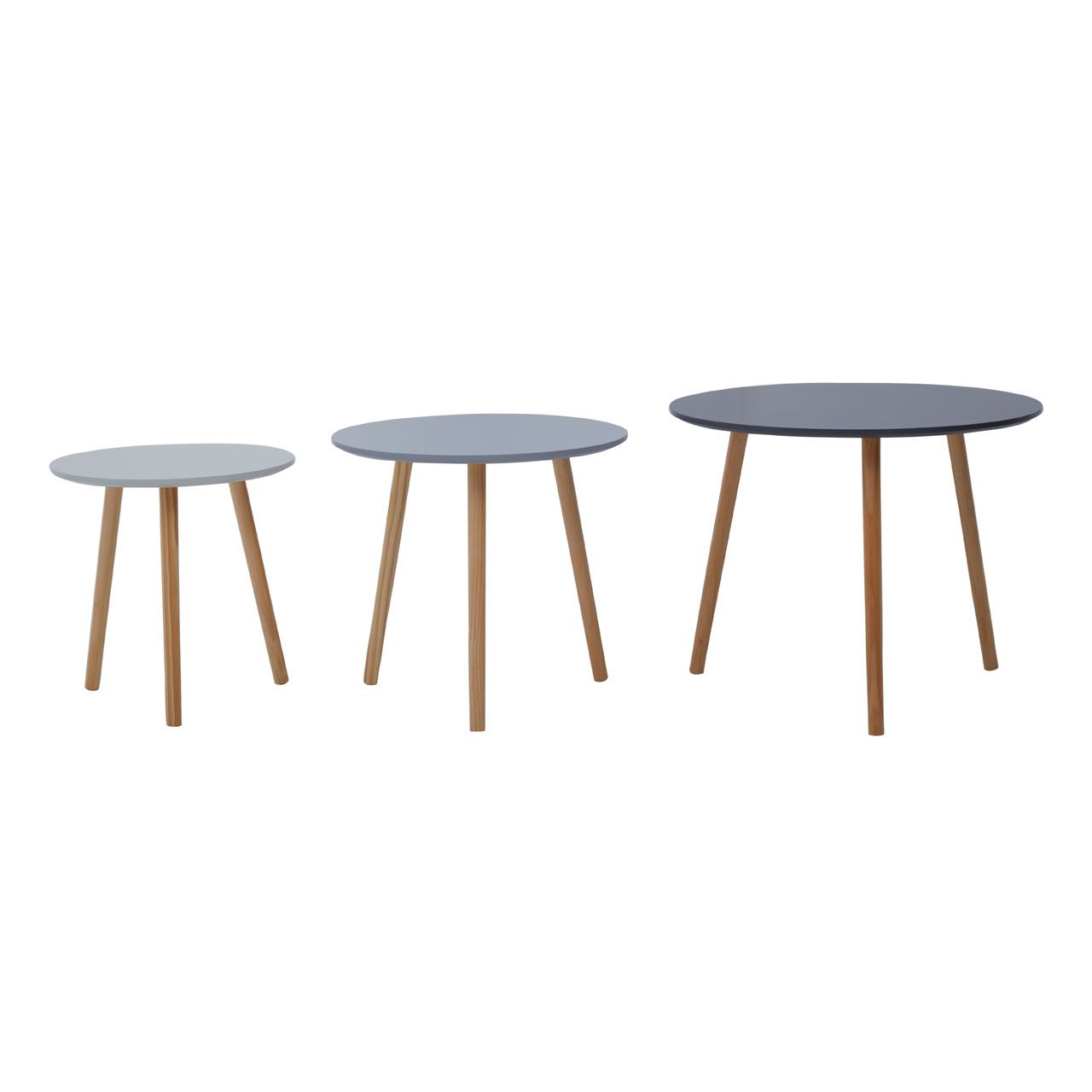 Nostra Round Wooden Nesti Of 3 Tables In Multicolour