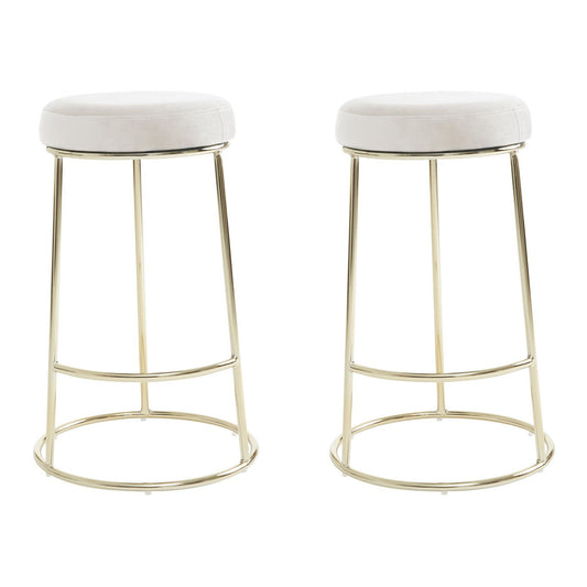 Manhattan Velvet Bar Stools In Cream With Metal Frame In Pair