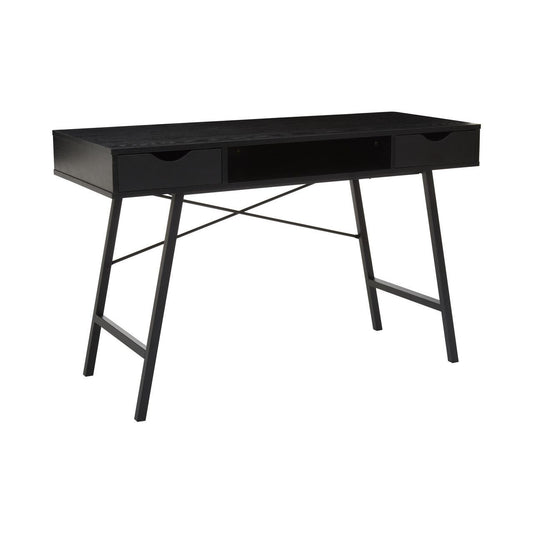 Bradbury Computer Desk With 2 Drawers In Black Oak And White