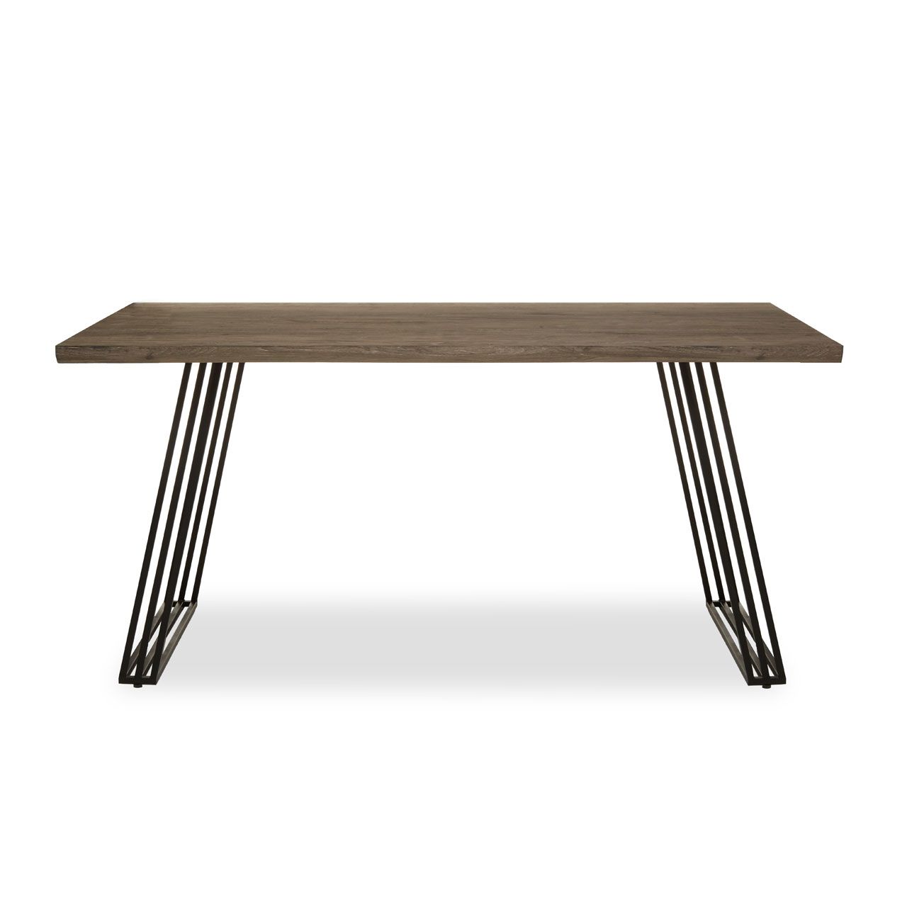 Adele Rectangular Wooden Dining Table In Light Brown With Black Metal Legs