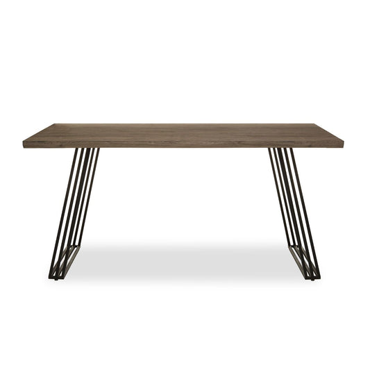 Adele Rectangular Wooden Dining Table In Light Brown With Black Metal Legs