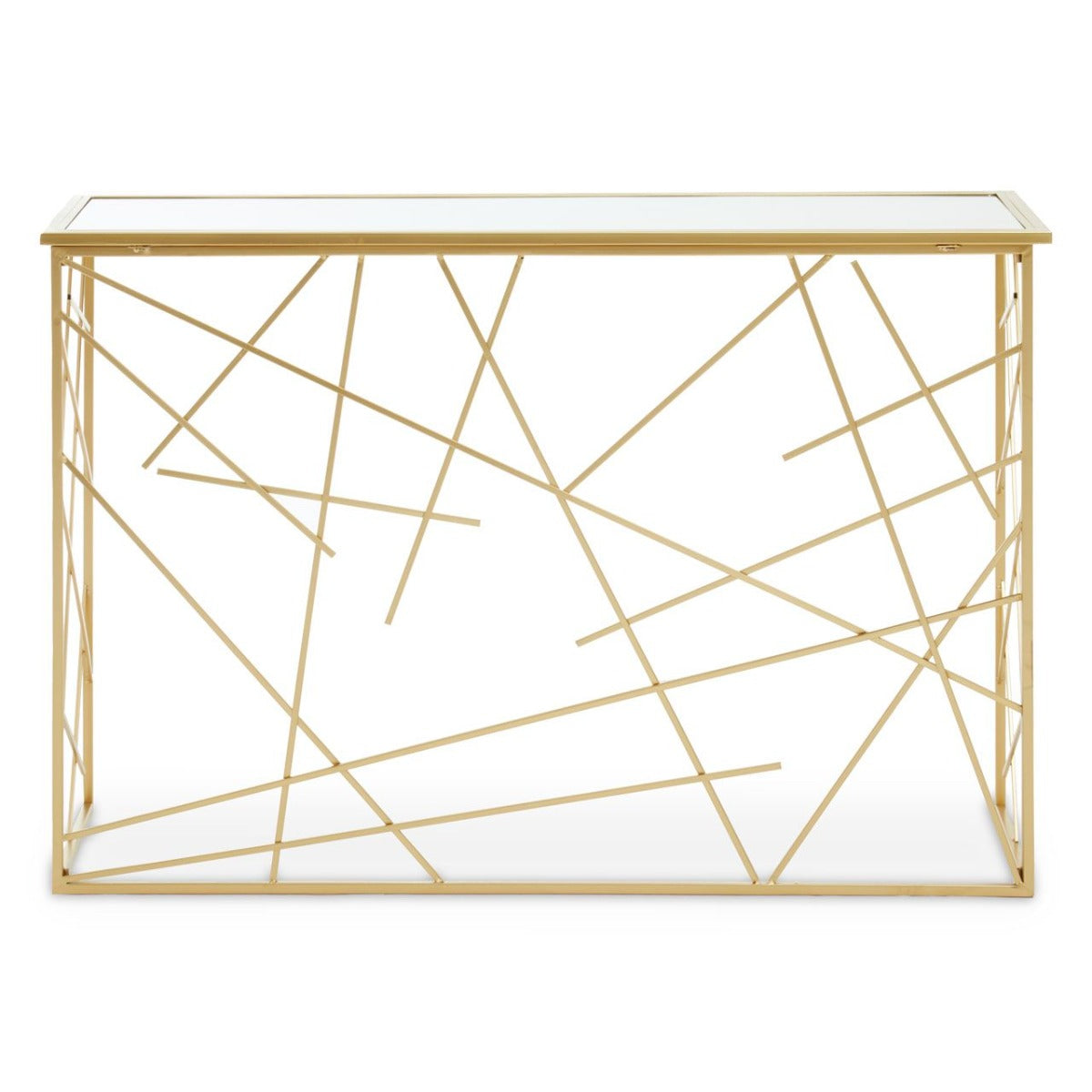 Farran Mirror Top Console Table With Gold Metal Frame