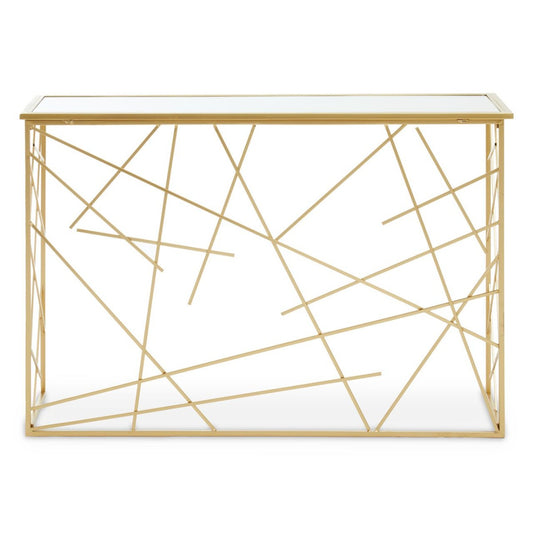 Farran Mirror Top Console Table With Gold Metal Frame
