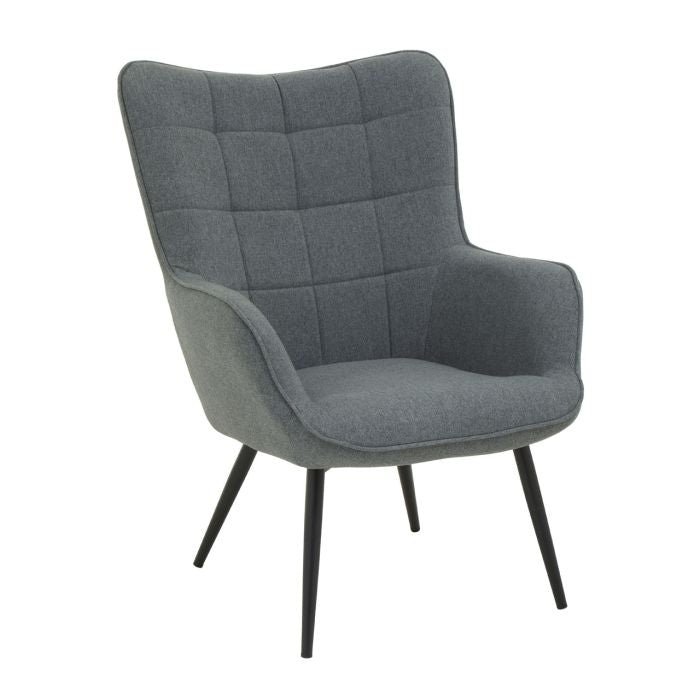 Stockholm Fabric Upholstered Armchair In Grey With Black Metal Frame