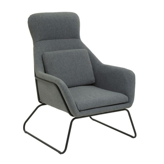 Stockholm Fabric Armchair In Grey With Black Metal Frame