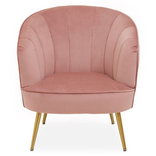 Yolanda Velvet Armchair Chair In Pink With Gold Metal Legs