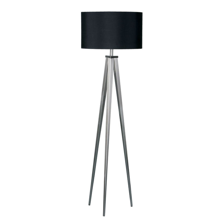 Seitro Black Fabric Shade Floor Lamp With Chrome Metal Tripod Base