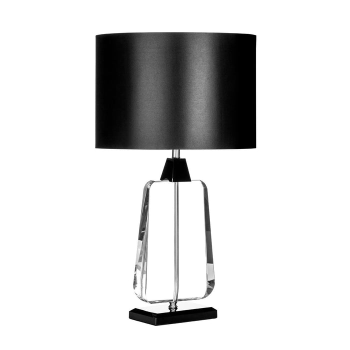 Tabatha Large Black Fabric Shade Table Lamp With Chrome Base