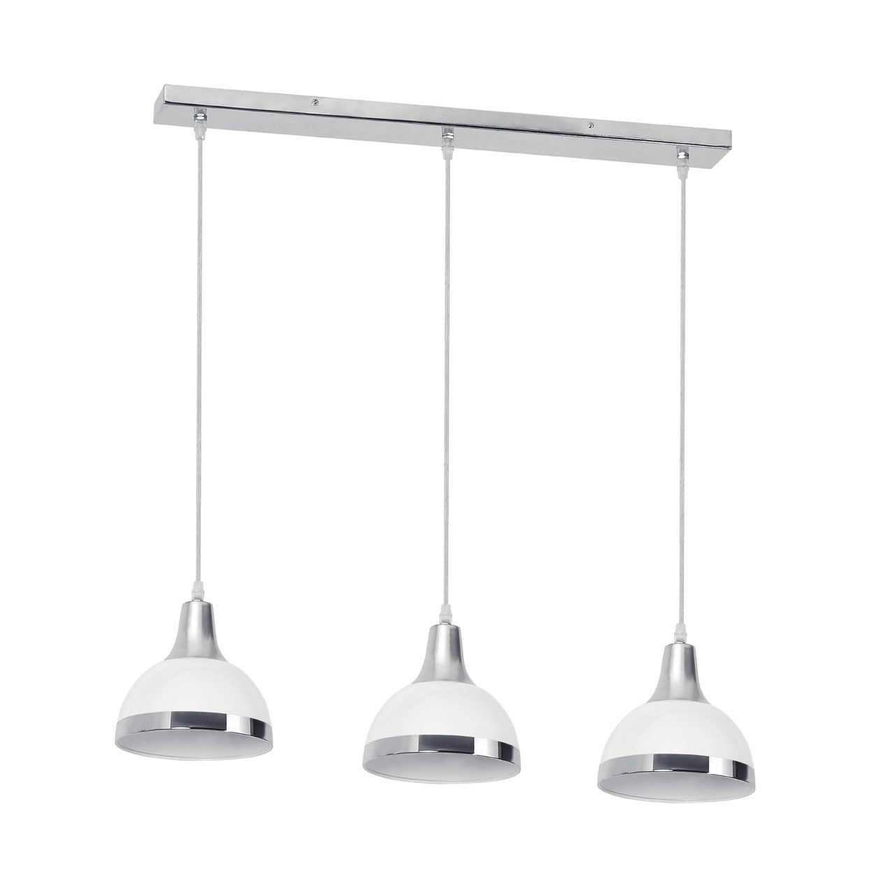 Jasper 3 Metal Shades Ceiling Pendant Light In White And Chrome