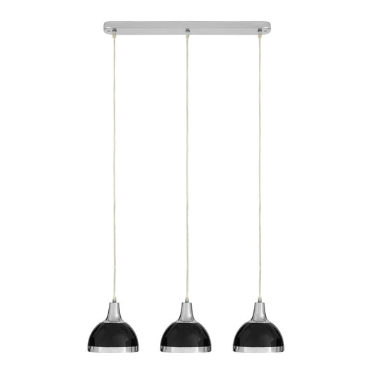 Jasper 3 Metal Shades Ceiling Pendant Light In Black And Chrome