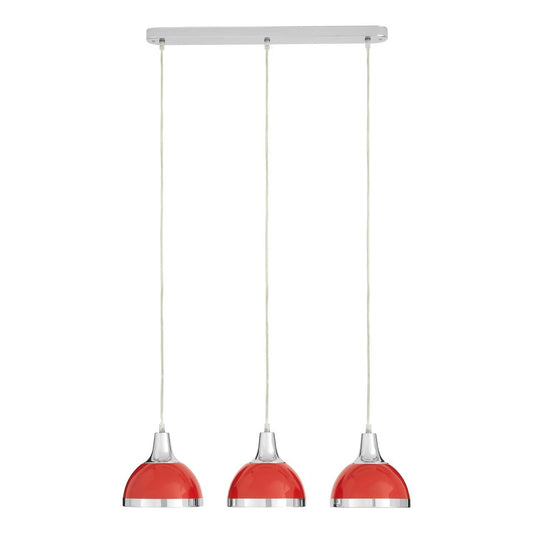 Jasper 3 Metal Shades Ceiling Pendant Light In Red And Chrome