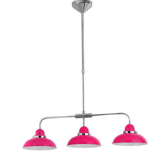 Jasper Industrial Style 3 Metal Shades Ceiling Pendant Light In Pink