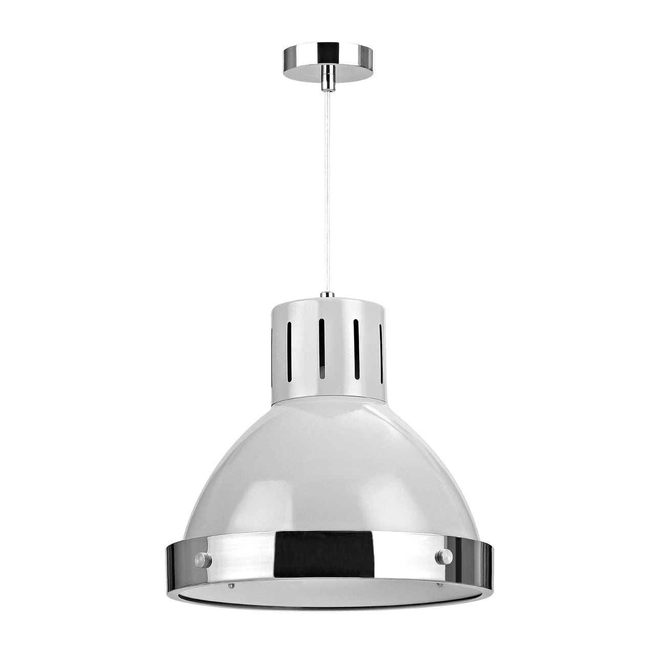 Vermont Metal Shutter Shade Ceiling Pendant Light In Grey And Chrome