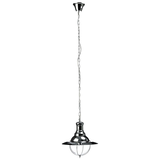 Cramot Industrial Revolution Glass Shade Ceiling Pendant Light In Chrome