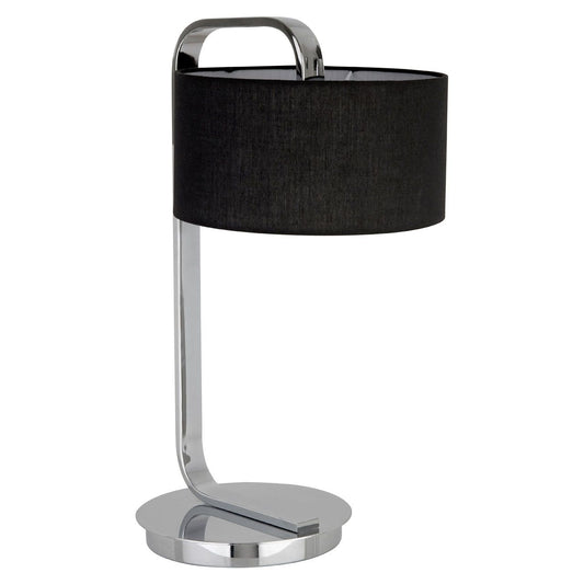 Leyna Black Fabric Shade Table Lamp With Chromed Metal Base