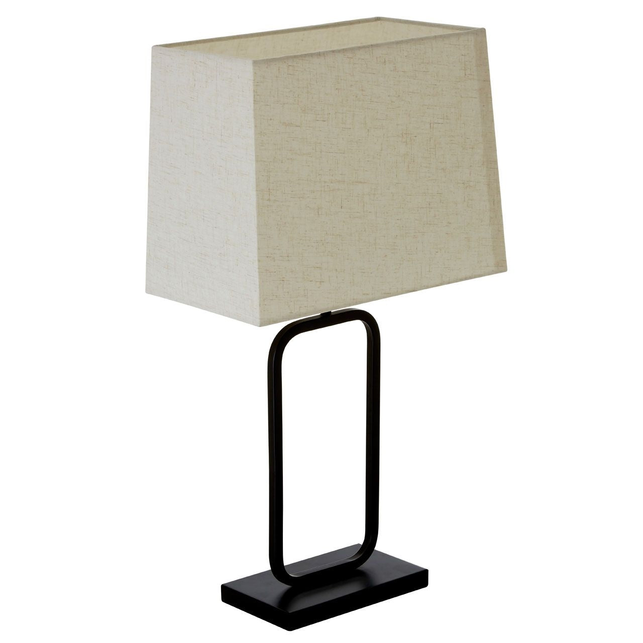 Lucas Natural Fabric Shade Table Lamp With Black Metal Base