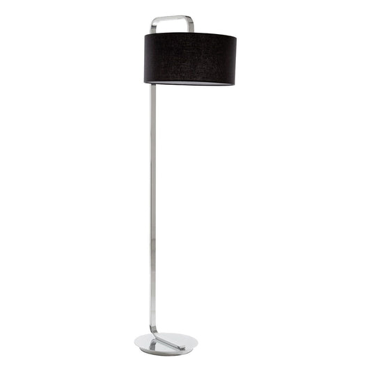 Leyna Black Fabric Shade Floor Lamp With Chromed Metal Base