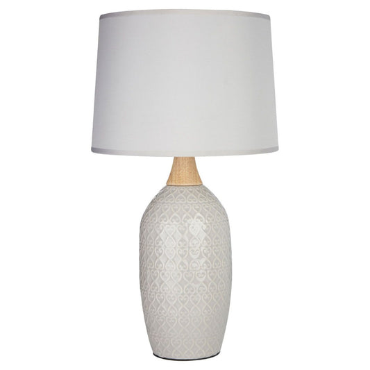Willow Grey Fabric Shade Table Lamp With Grey Ceramic Base