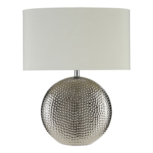 Joshua White Fabric Shade Table Lamp With Silver Ceramic Base