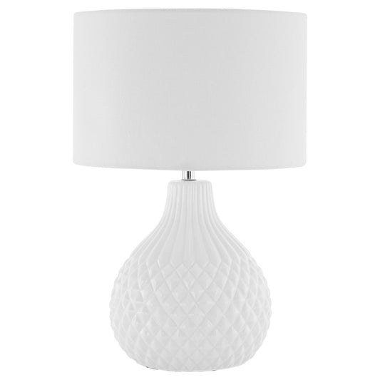 Jax Ivory Fabric Shade Table Lamp With Textured Ceramic Base