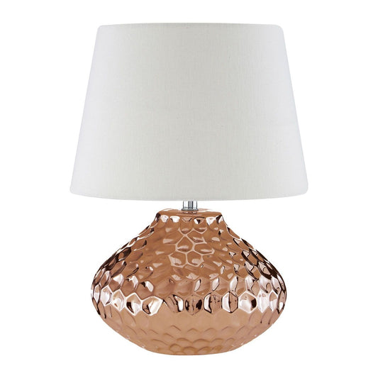 Jen Ivory Fabric Shade Table Lamp With Copper Ceramic Base