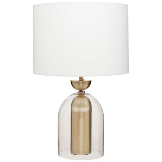 Cevro White Glass Shade Table Lamp With Brass Metal Base