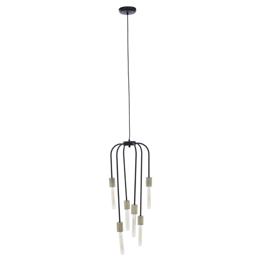 Lagona 6 Tubular Bulbs Ceiling Pendant Light In Black