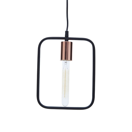 Lavis Contemporary Tubular Bulb Ceiling Pendant Light In Black And Copper