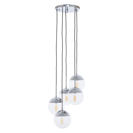 Revive Round 5 Clear Glass Shade Ceiling Pendant Light In Chrome