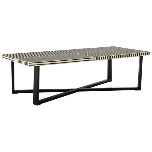 Boho Rectangular Wooden Coffee Table In Monochromatic Effect