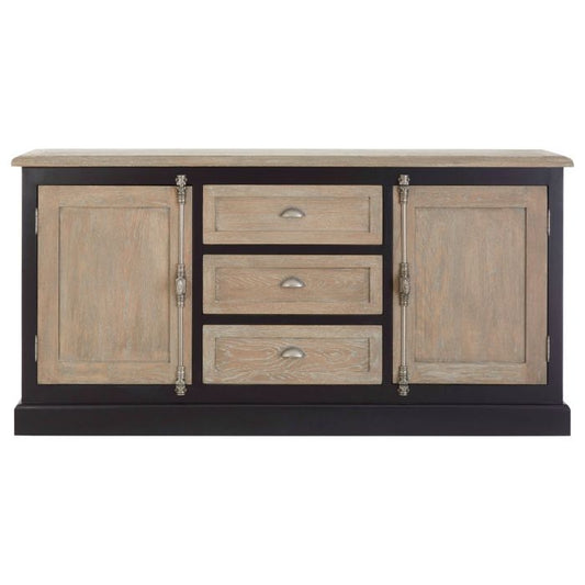 Knowle Wooden Sideboard In Oak And Black With 2 Doors And 3 Drawers