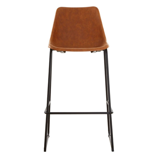 Dalston Faux Leather Bar Stool In Vintage Camel With Metal legs