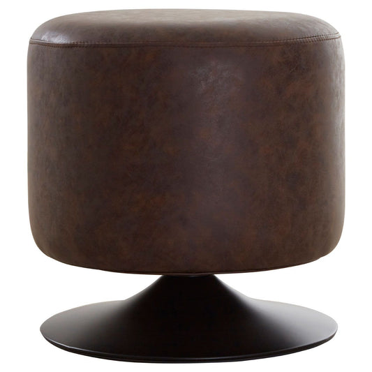 Dalston Faux Leather Cylinder Footstool In Vintage Mocha