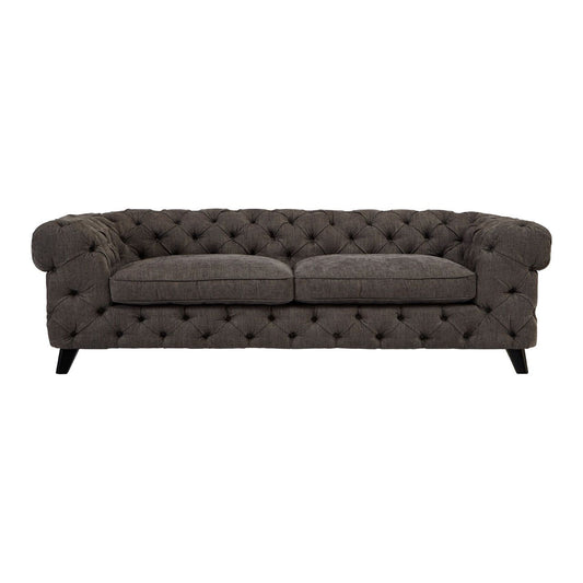 Harrington Polyester Fabric 3 Seater Sofa In Grey With Pine Wood Legs