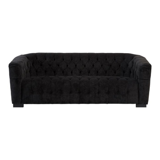 Fausta Fabric 3 Seater Sofa In Black With Black Wooden Feets