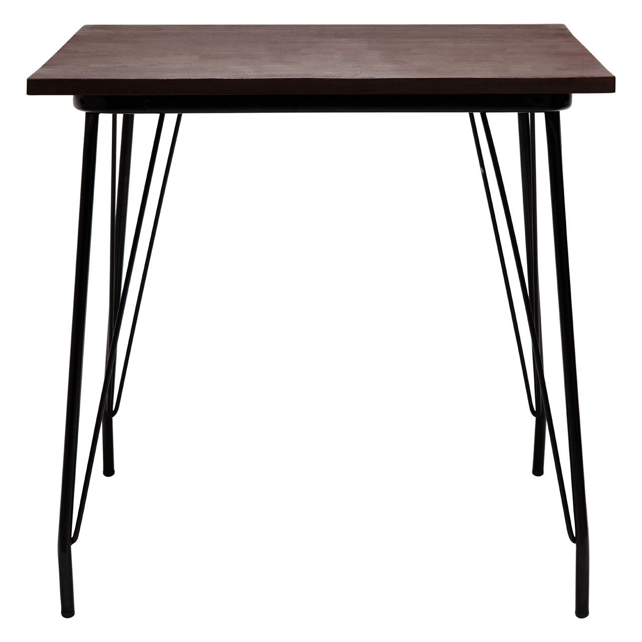 District Square Wooden Dining Table In Natural With Black Harpin Metal Legs