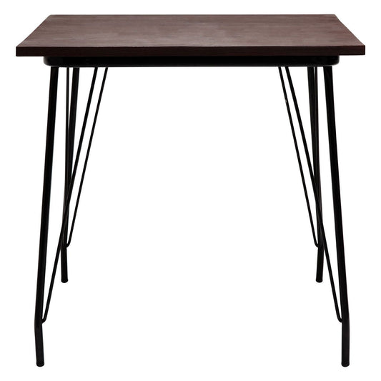 District Square Wooden Dining Table In Natural With Black Harpin Metal Legs