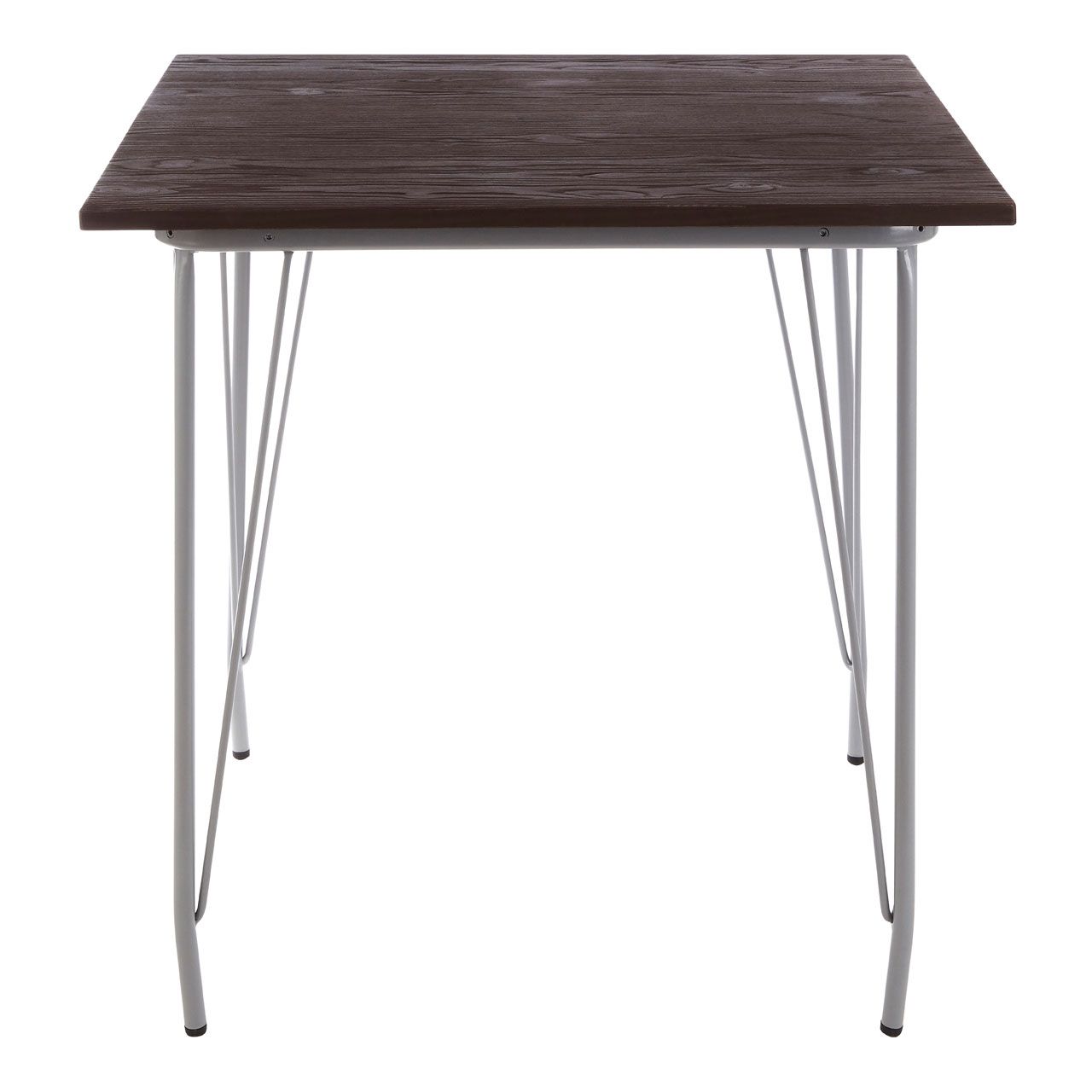 District Wooden Dining Table In Dark Walnut With Grey Metal Legs