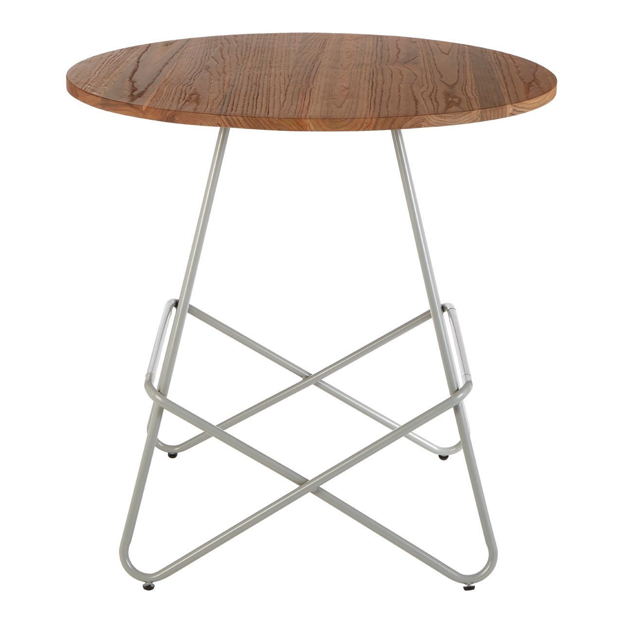 District Round Wooden Dining Table With Grey Metallic Legs