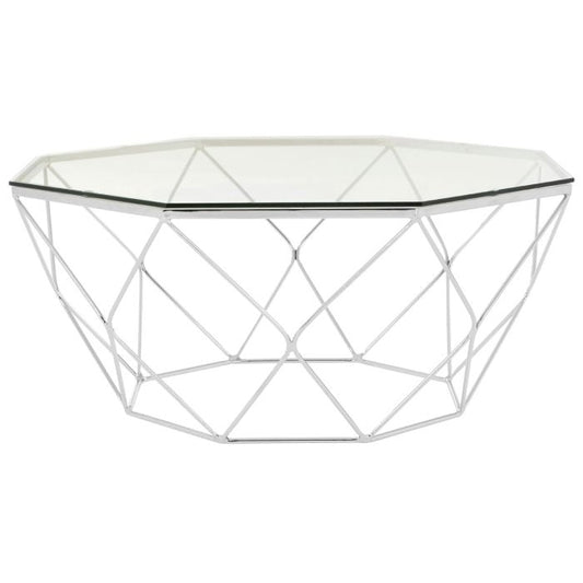 Anaco Clear Glass Top Coffee Table With Chrome Base