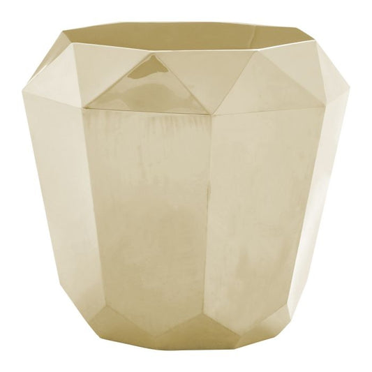 Anaco Diamond Cut Stainless Steel End Table In Champagne Gold