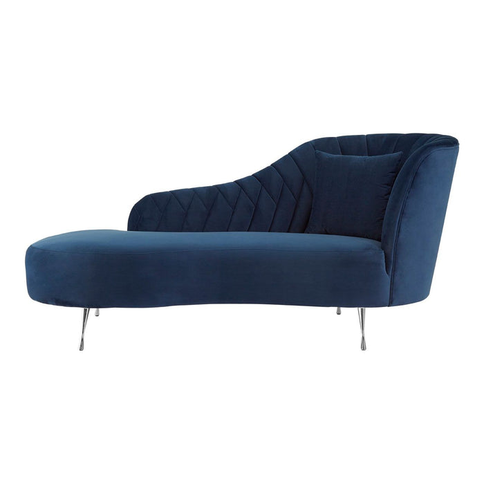 Rene Right Arm Velvet Chaise Lounge Chair In Dark Blue