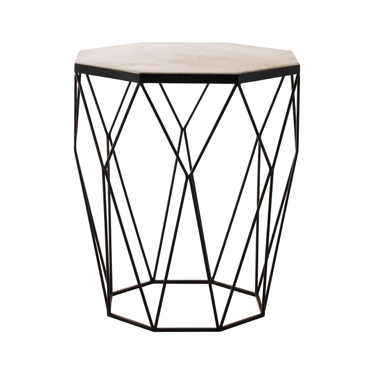 Shalimar Octagon Marble Side Table With Matte Black Metal Frame