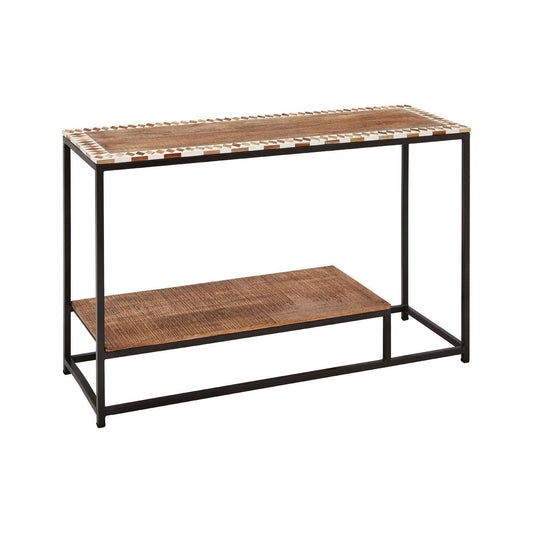 Artisan Mango Wood Console Table In Natural With Black Metal Legs