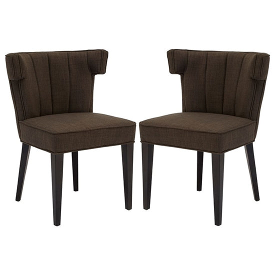 Orton Grey Linen Fabric Dining Chairs With Black Wooden Legs In Pair