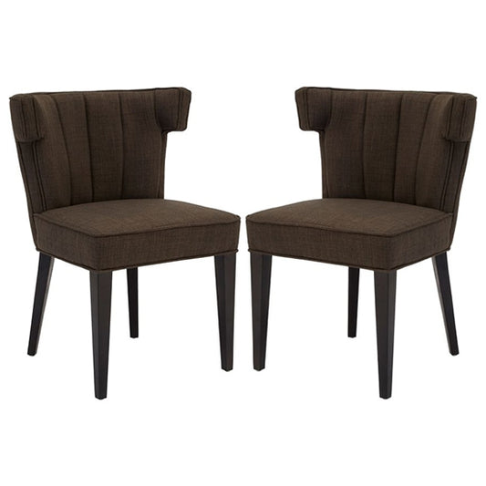 Orton Grey Linen Fabric Dining Chairs With Black Wooden Legs In Pair