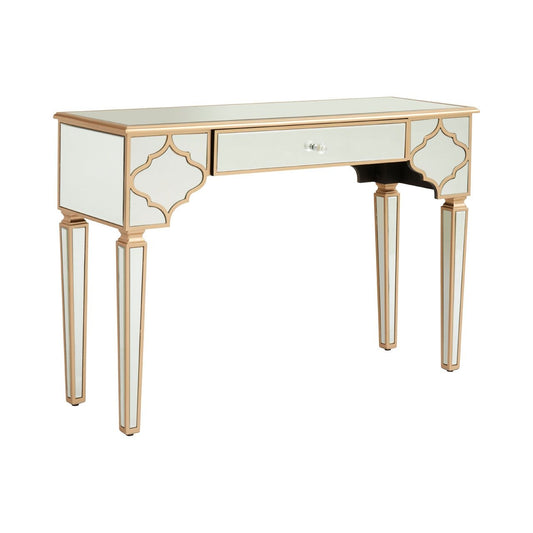 Dziban Mirrored Glass Console Table In Crystal With 1 Drawer