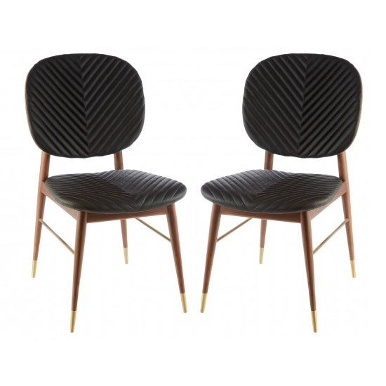 Kenso Black Faux Leather Dining Chairs In Pair