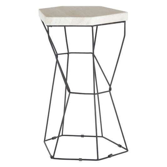 Ripley Large Onyx Stone Pedestal Table In Natural With Black Frame